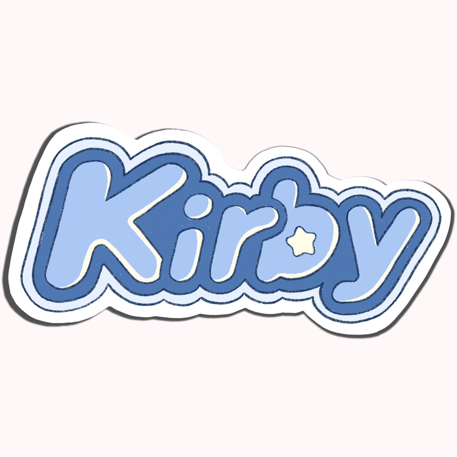 Kirby logo sticker design. Shows Kirby logo in a monochromatic blue color scheme.