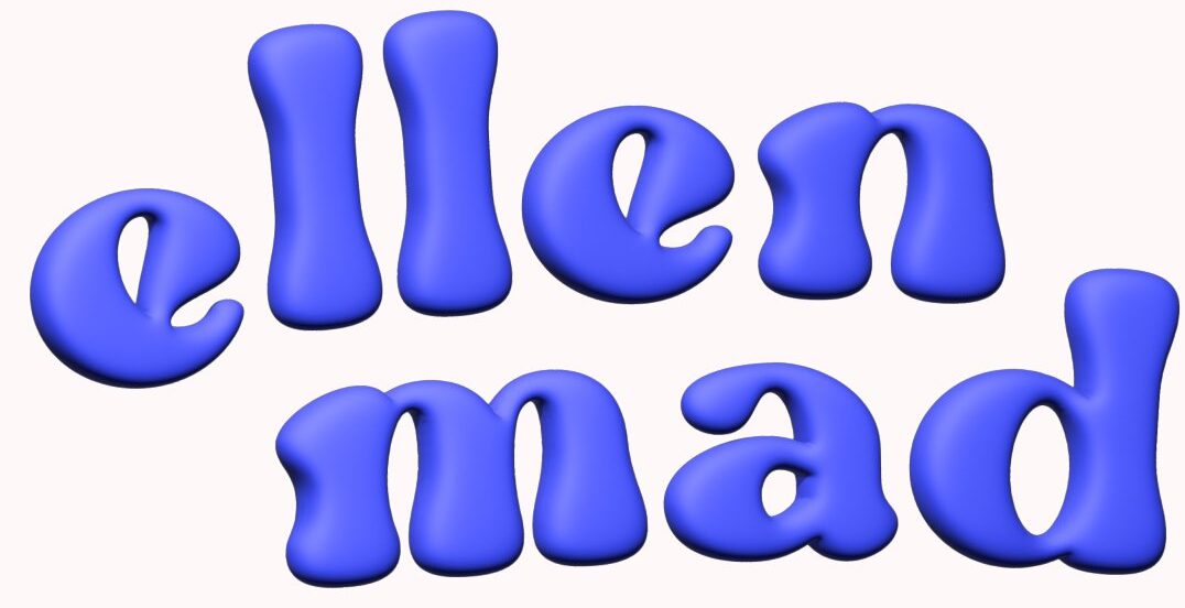 blue three-dimensional bubble letter logo